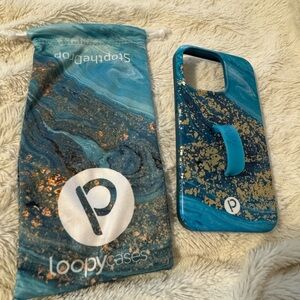 Loopy iPhone 13 Pro Case in Jasper-Teal and Gold